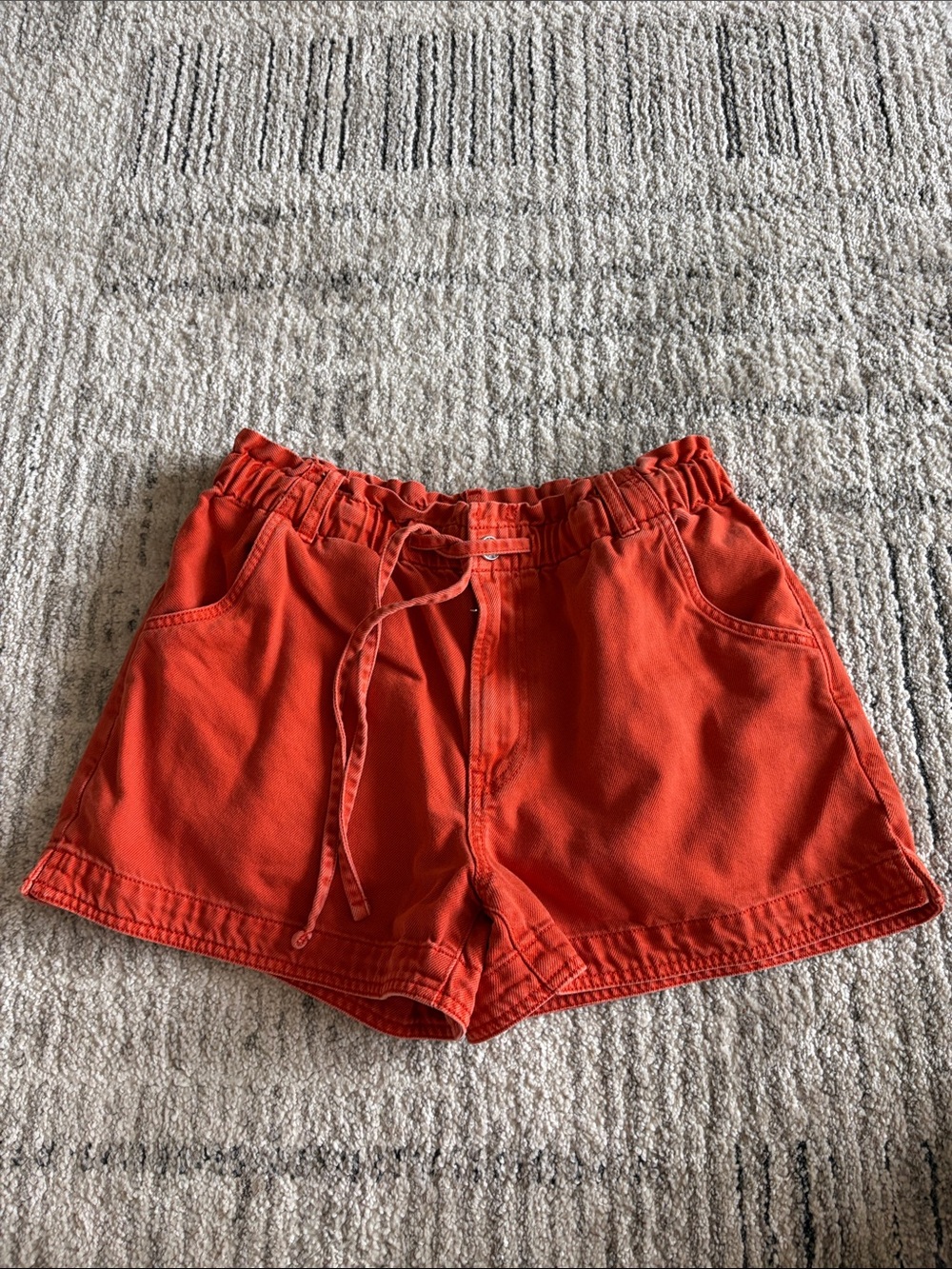Madewell High-Waist Drawstring Shorts in Bright Orange